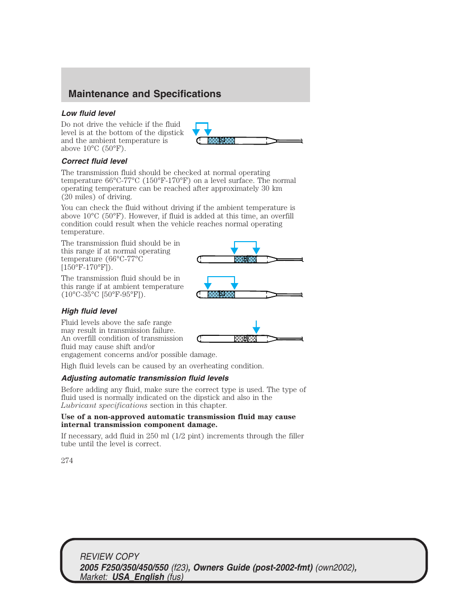 Maintenance and specifications | FORD 2005 F-550 v.1 User Manual | Page 274 / 304