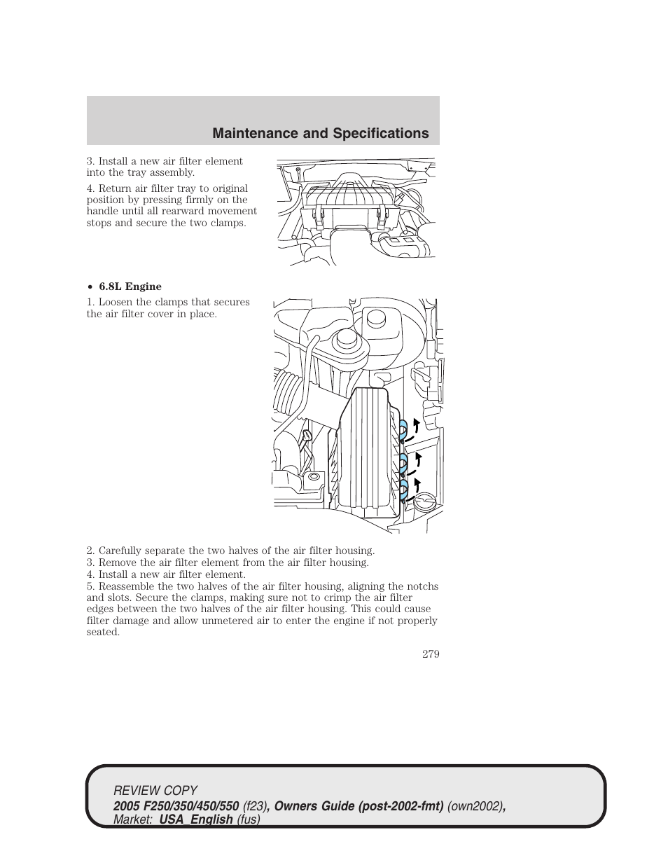 Maintenance and specifications | FORD 2005 F-550 v.1 User Manual | Page 279 / 304