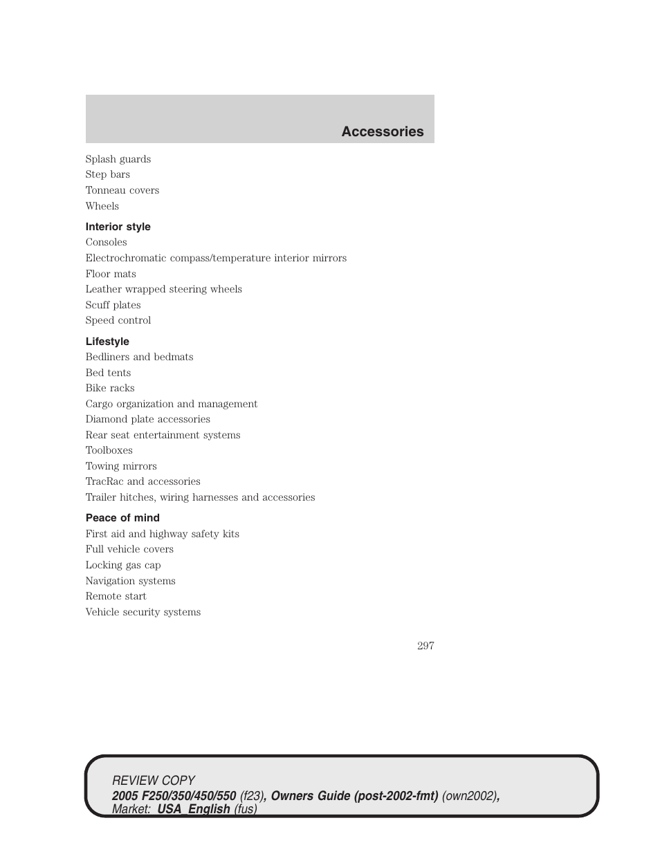 Accessories | FORD 2005 F-550 v.1 User Manual | Page 297 / 304