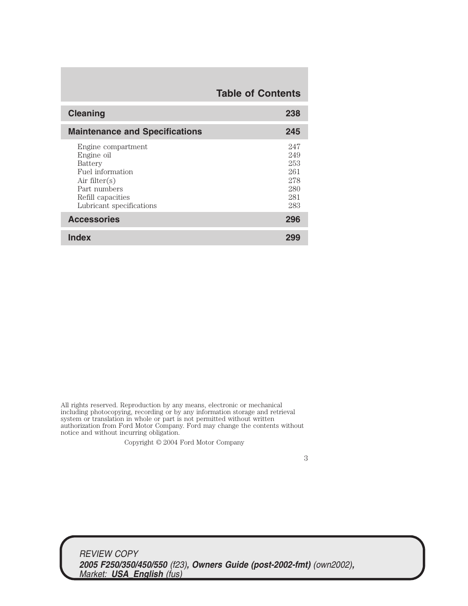 FORD 2005 F-550 v.1 User Manual | Page 3 / 304