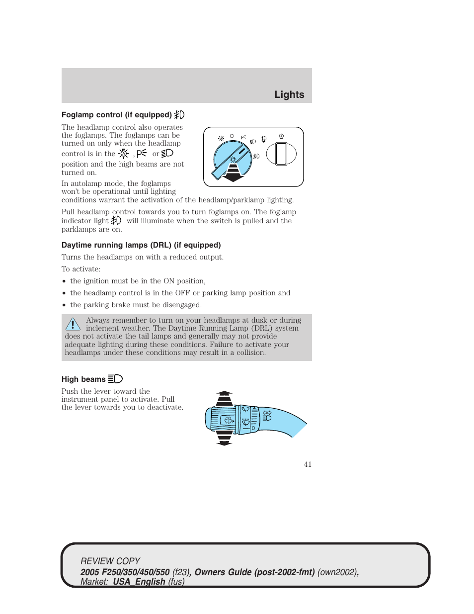 Lights | FORD 2005 F-550 v.1 User Manual | Page 41 / 304