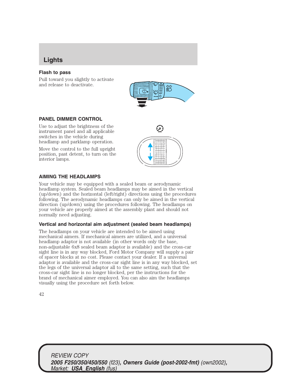 Lights | FORD 2005 F-550 v.1 User Manual | Page 42 / 304