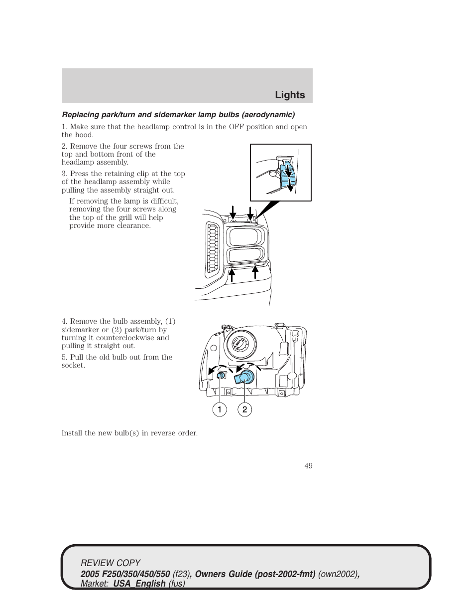 Lights | FORD 2005 F-550 v.1 User Manual | Page 49 / 304