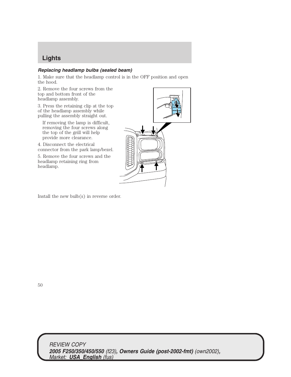 Lights | FORD 2005 F-550 v.1 User Manual | Page 50 / 304