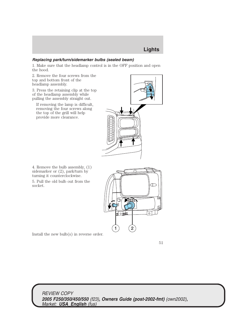 Lights | FORD 2005 F-550 v.1 User Manual | Page 51 / 304