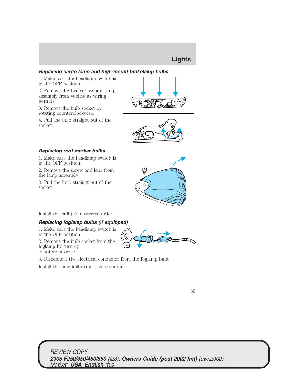 Lights | FORD 2005 F-550 v.1 User Manual | Page 53 / 304