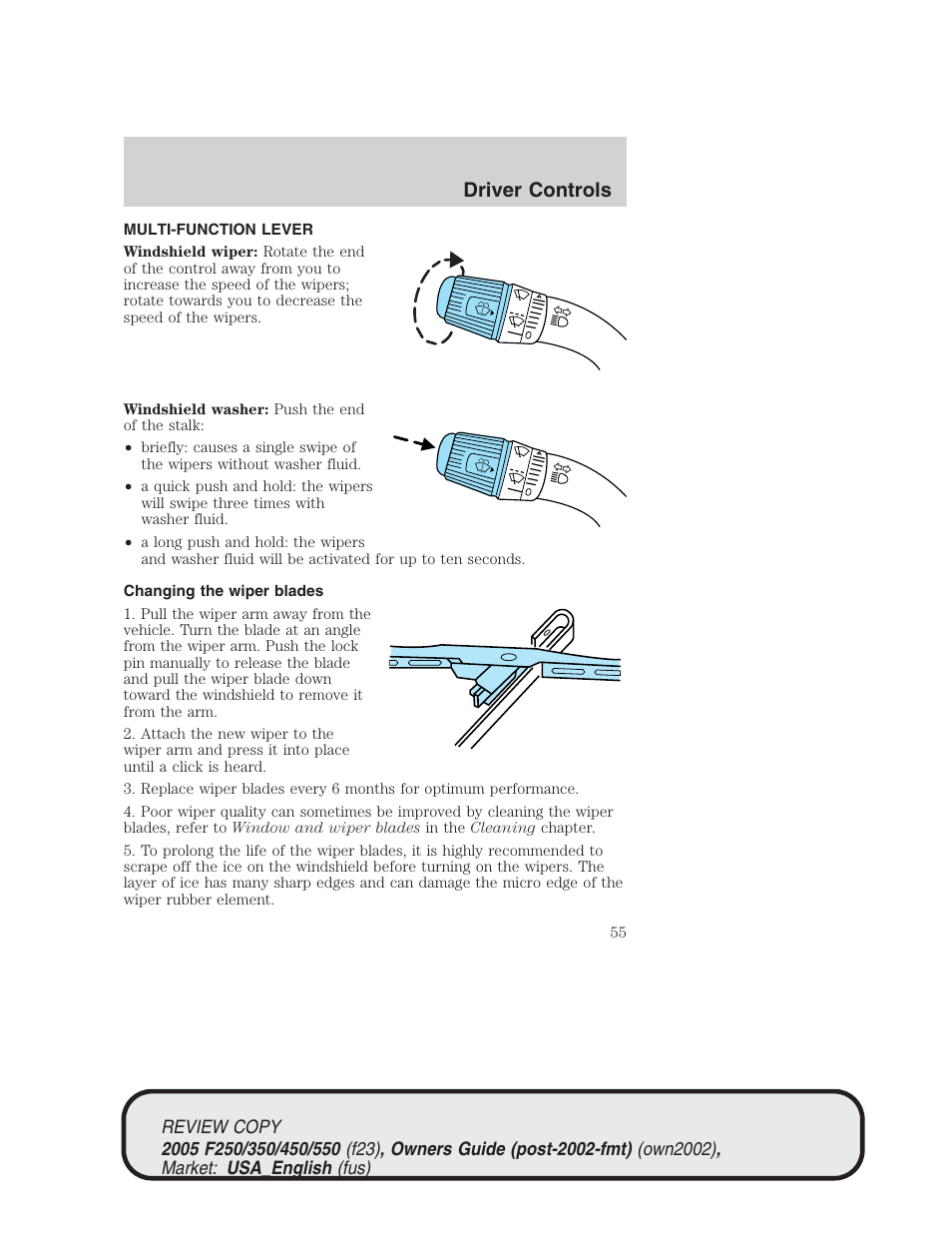 Driver controls | FORD 2005 F-550 v.1 User Manual | Page 55 / 304