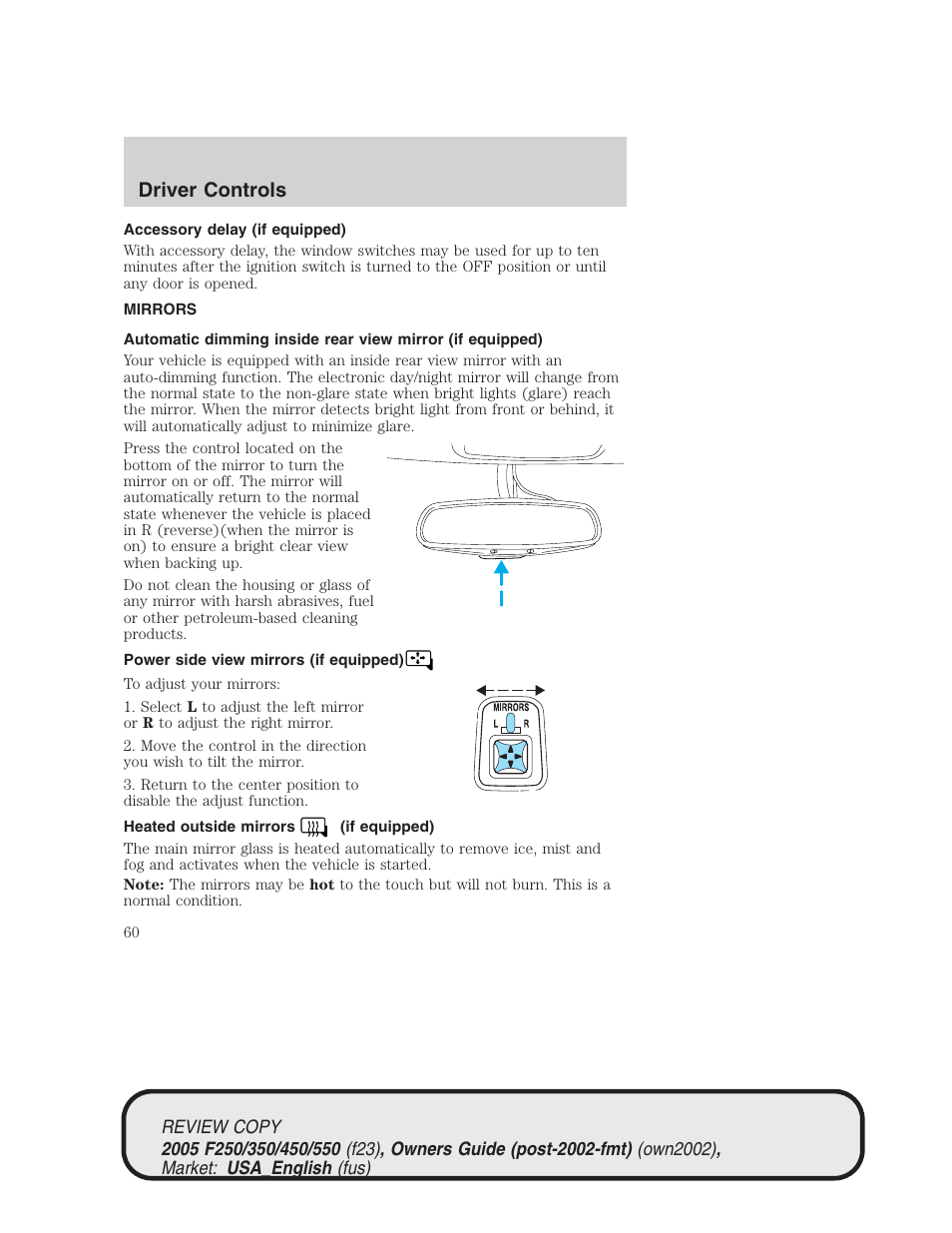 Driver controls | FORD 2005 F-550 v.1 User Manual | Page 60 / 304