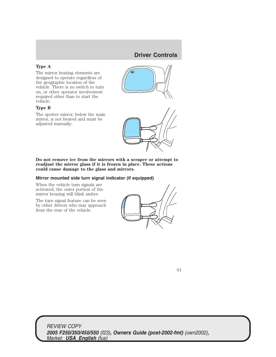 Driver controls | FORD 2005 F-550 v.1 User Manual | Page 61 / 304