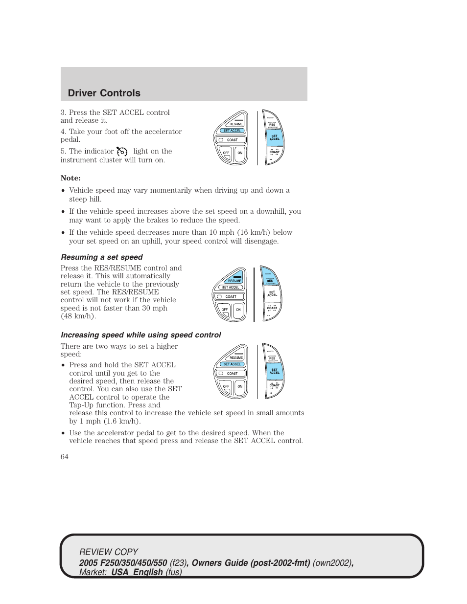 Driver controls | FORD 2005 F-550 v.1 User Manual | Page 64 / 304