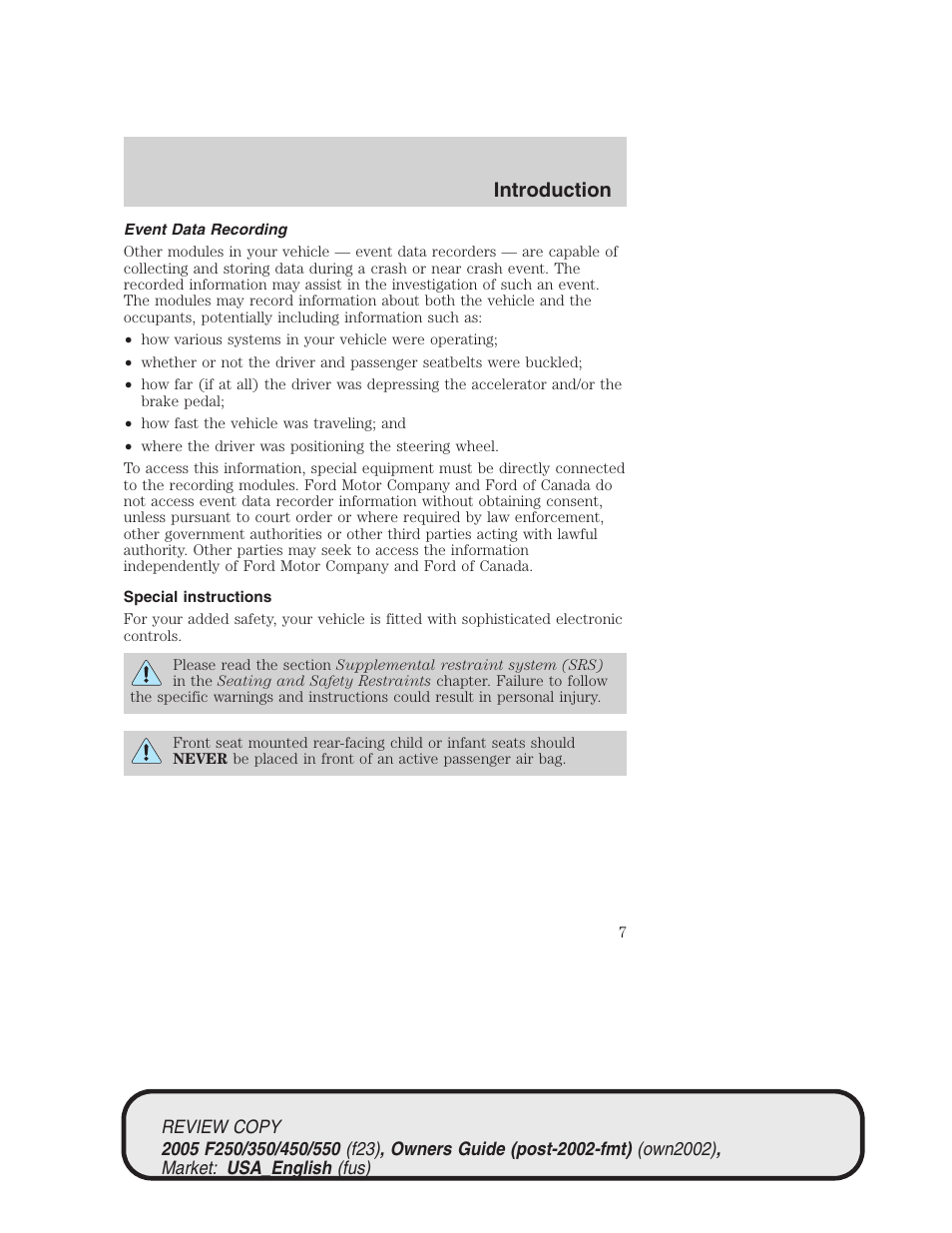 Introduction | FORD 2005 F-550 v.1 User Manual | Page 7 / 304