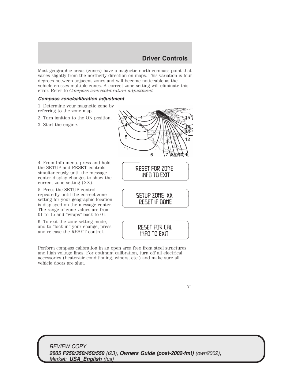 Driver controls | FORD 2005 F-550 v.1 User Manual | Page 71 / 304