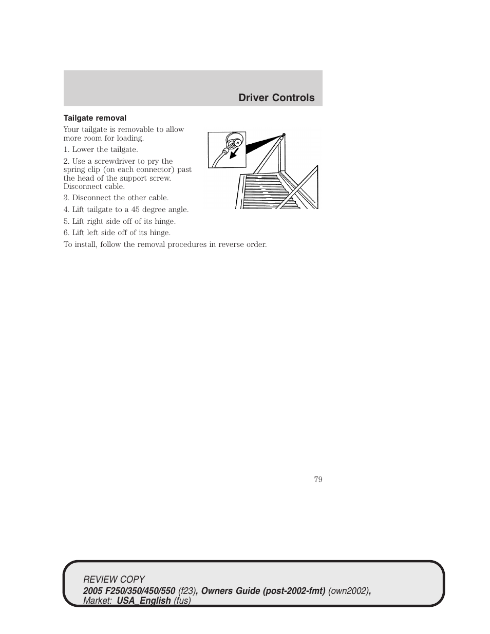 Driver controls | FORD 2005 F-550 v.1 User Manual | Page 79 / 304