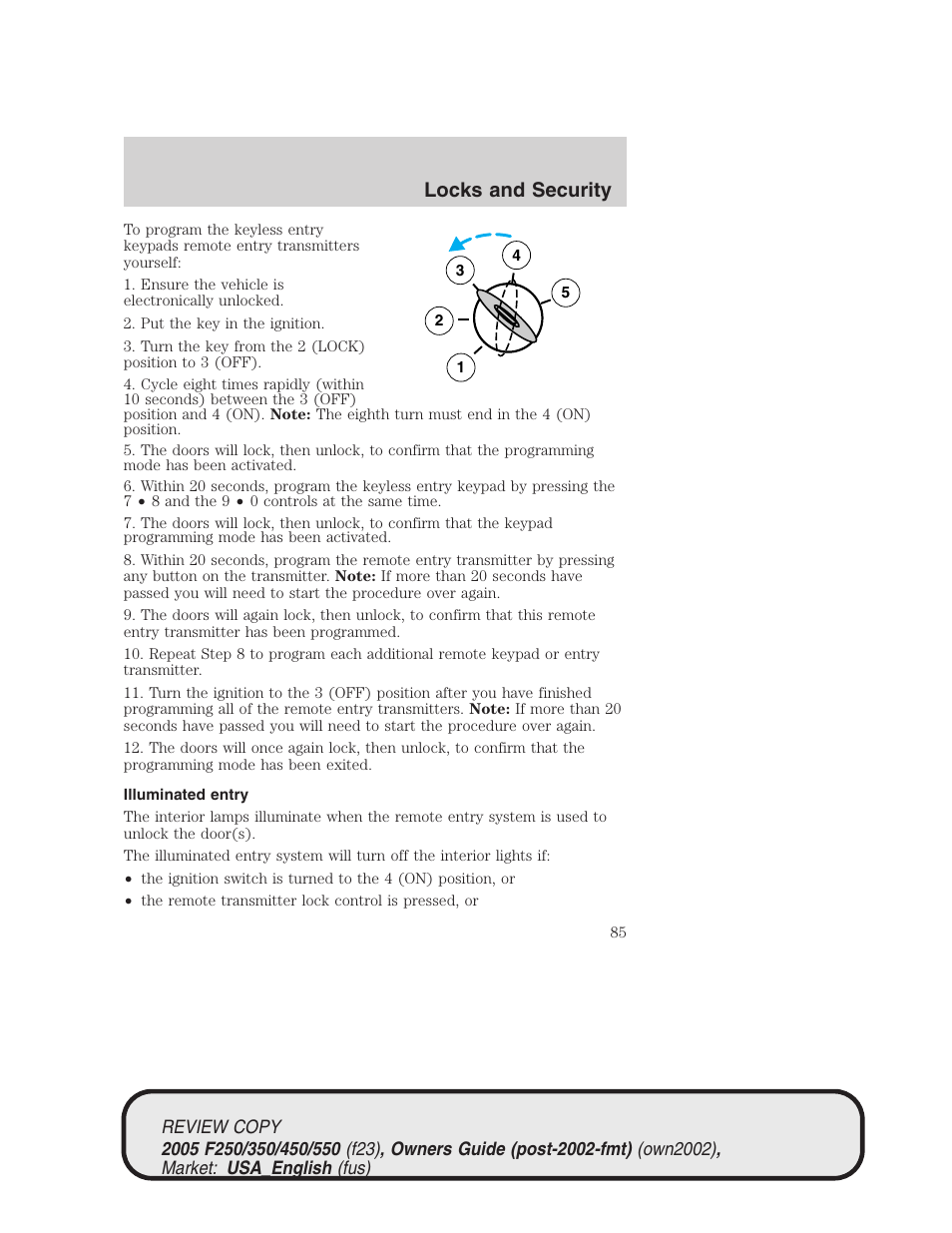 Locks and security | FORD 2005 F-550 v.1 User Manual | Page 85 / 304