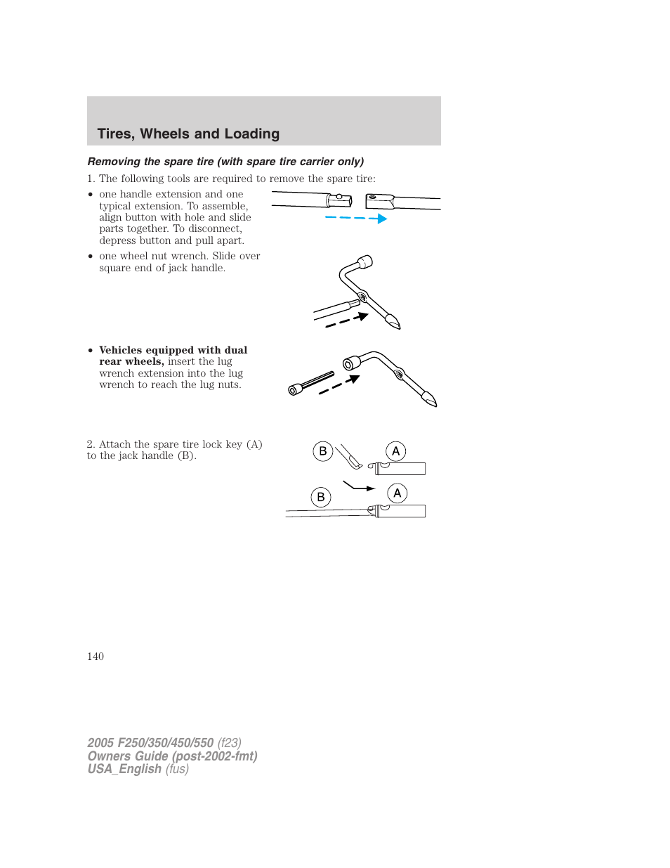 Tires, wheels and loading | FORD 2005 F-550 v.2 User Manual | Page 140 / 312