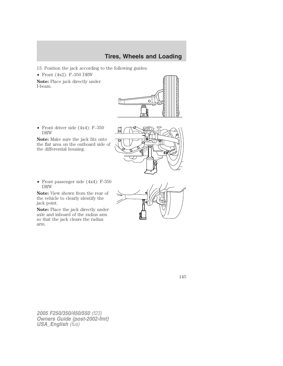 Tires, wheels and loading | FORD 2005 F-550 v.2 User Manual | Page 145 / 312