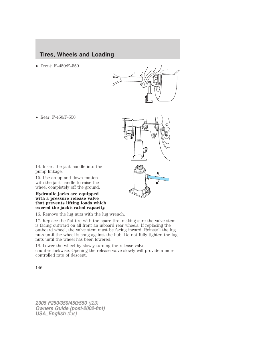 Tires, wheels and loading | FORD 2005 F-550 v.2 User Manual | Page 146 / 312