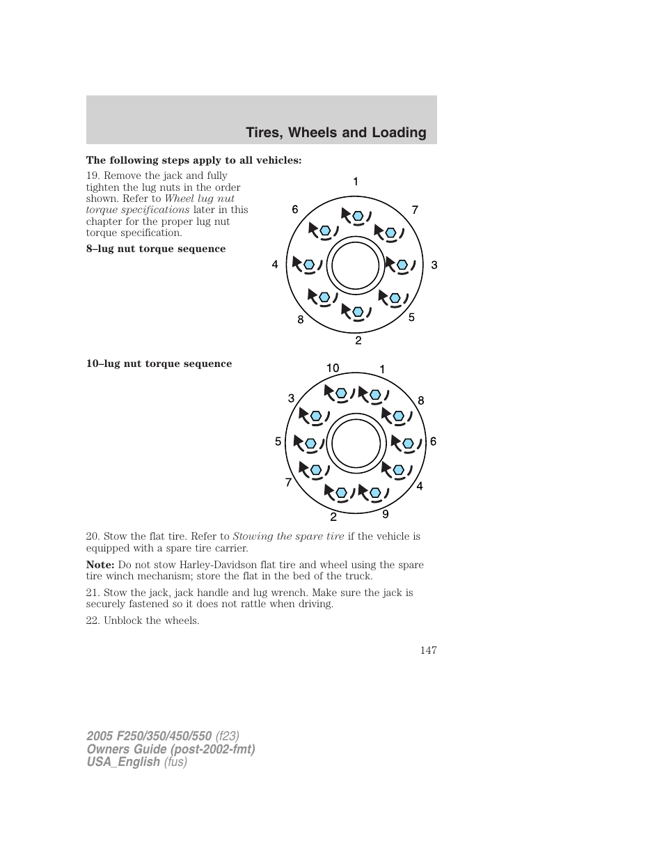 Tires, wheels and loading | FORD 2005 F-550 v.2 User Manual | Page 147 / 312