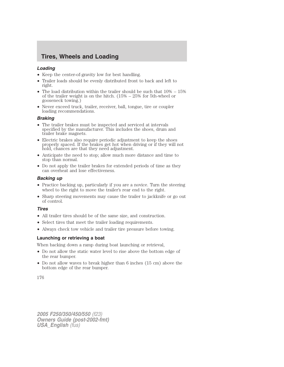 Tires, wheels and loading | FORD 2005 F-550 v.2 User Manual | Page 176 / 312