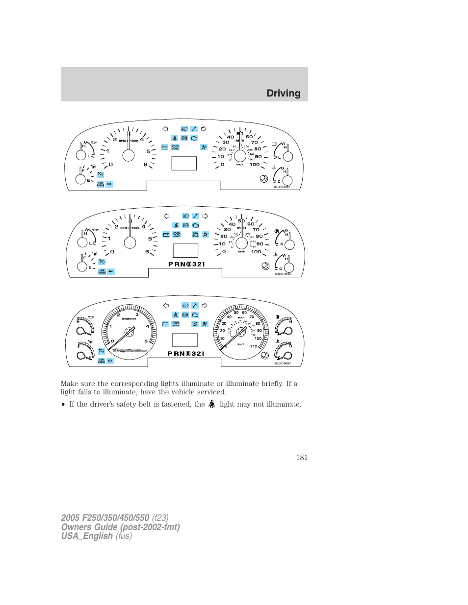Driving | FORD 2005 F-550 v.2 User Manual | Page 181 / 312