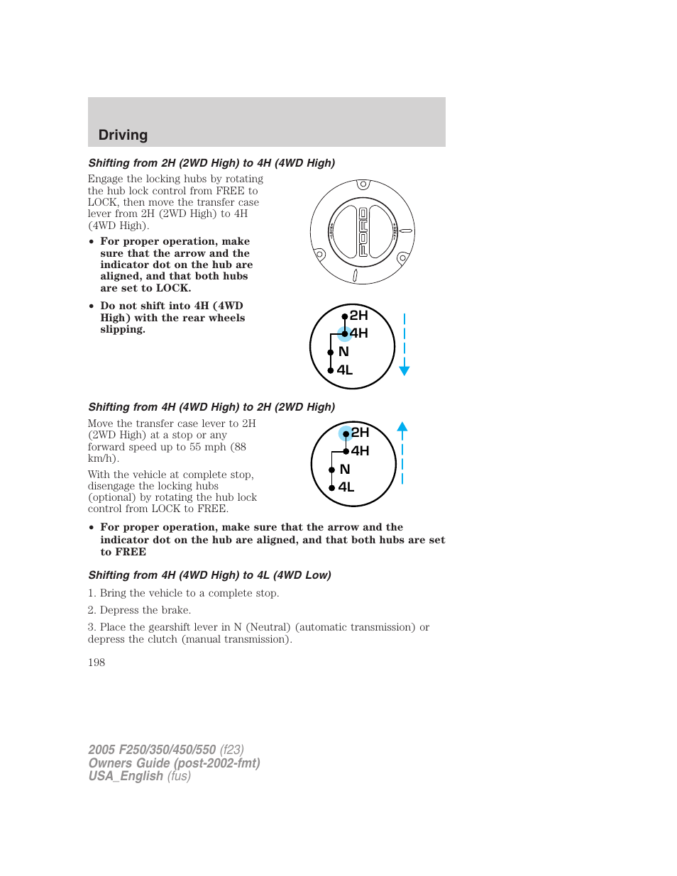 Driving | FORD 2005 F-550 v.2 User Manual | Page 198 / 312