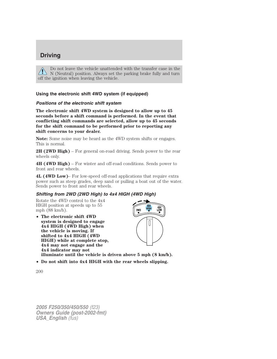 Driving | FORD 2005 F-550 v.2 User Manual | Page 200 / 312