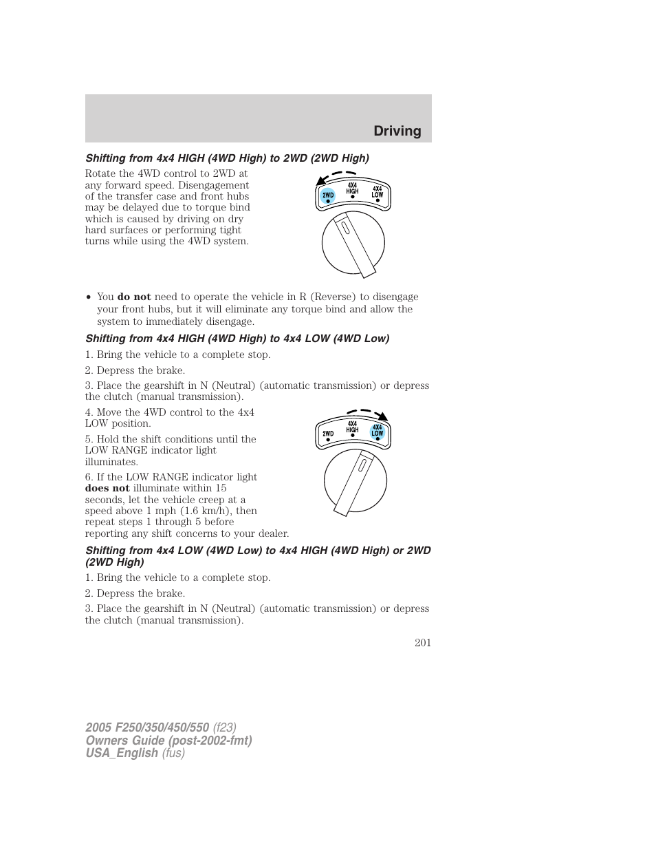 Driving | FORD 2005 F-550 v.2 User Manual | Page 201 / 312