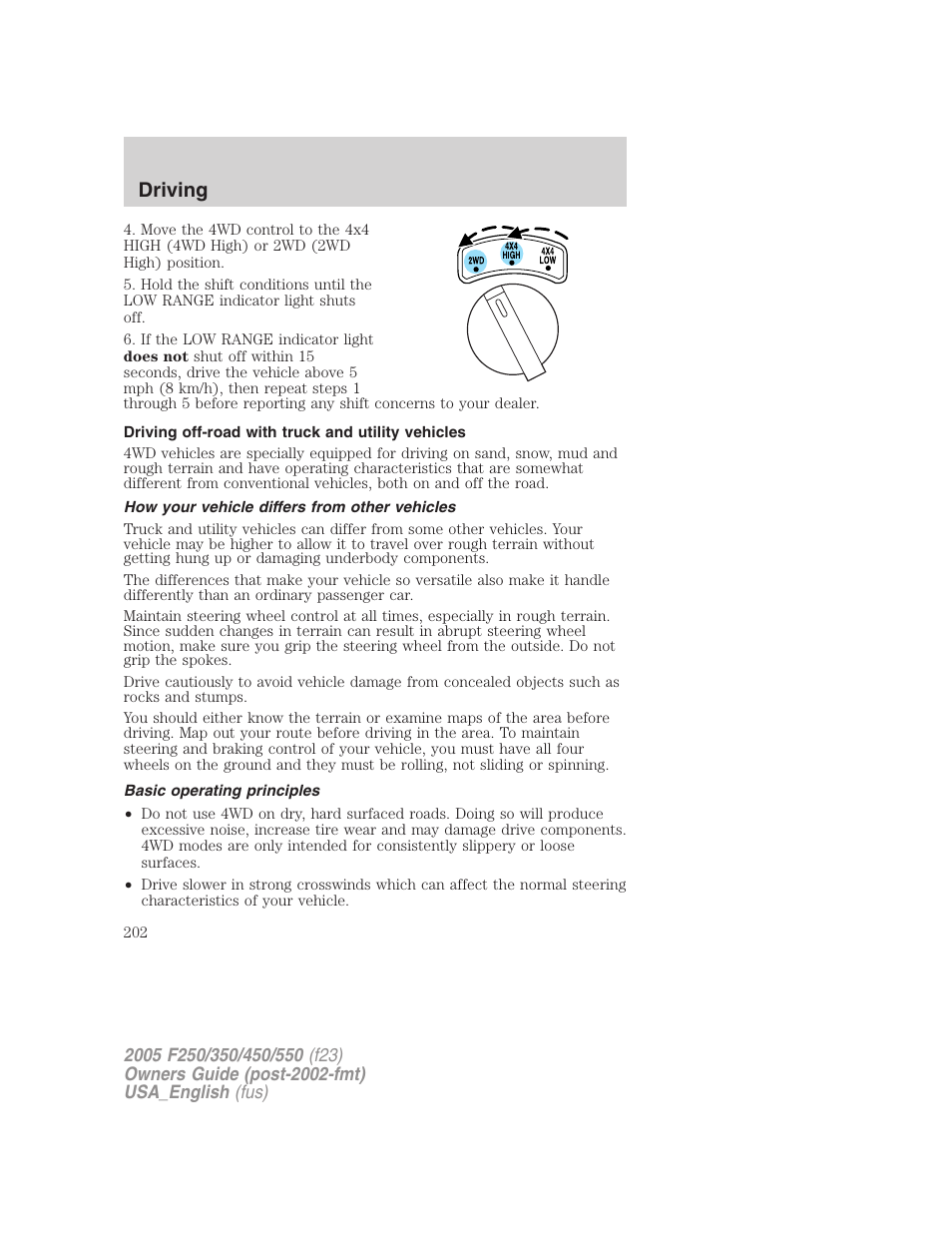 Driving | FORD 2005 F-550 v.2 User Manual | Page 202 / 312