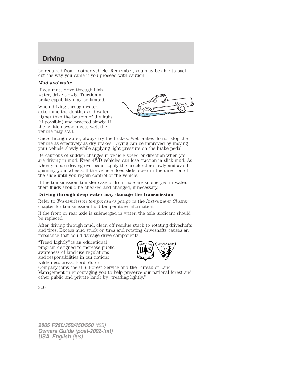 Driving | FORD 2005 F-550 v.2 User Manual | Page 206 / 312