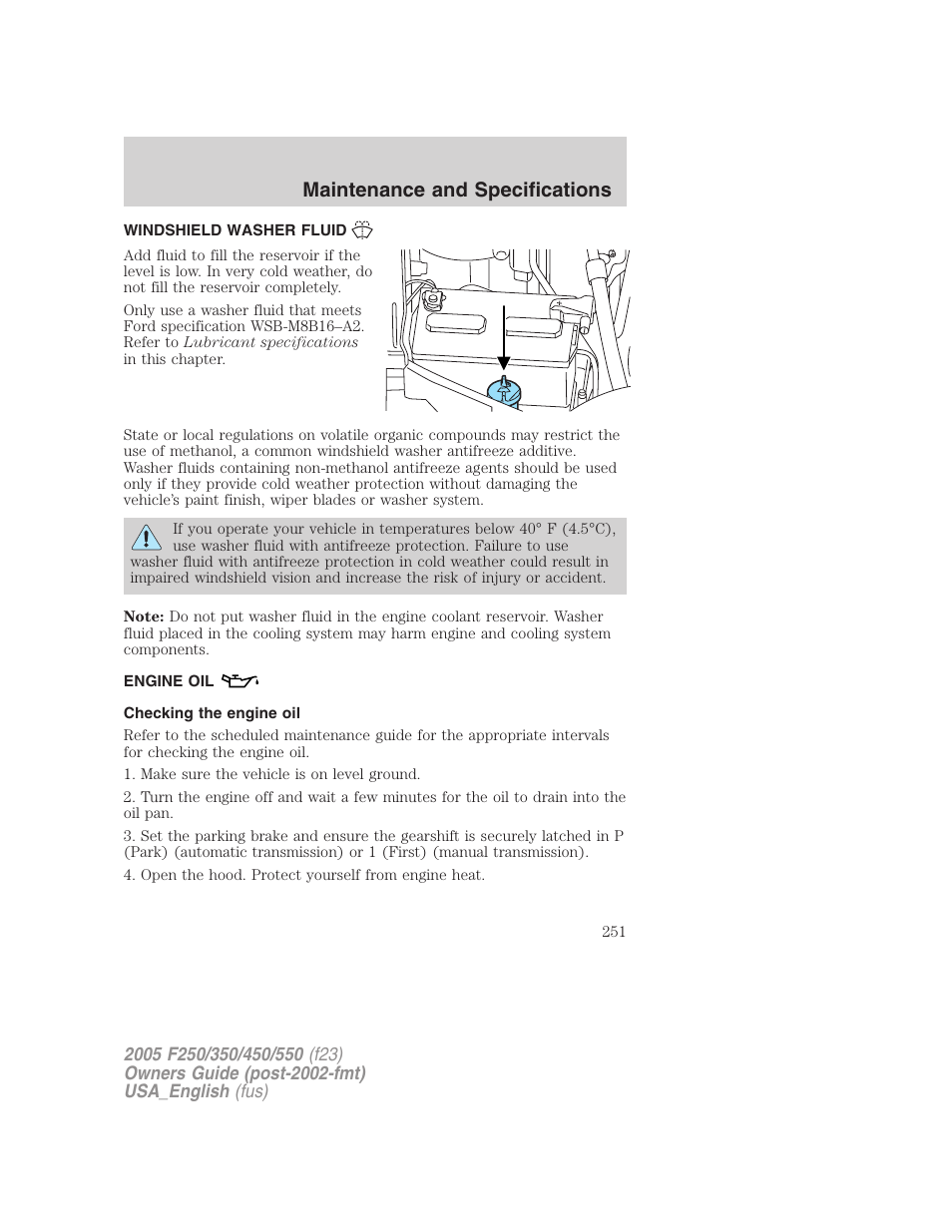 Maintenance and specifications | FORD 2005 F-550 v.2 User Manual | Page 251 / 312