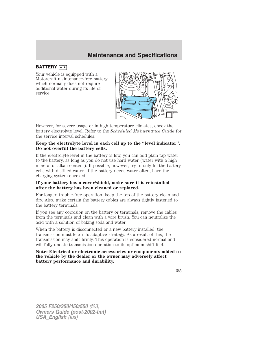 Maintenance and specifications | FORD 2005 F-550 v.2 User Manual | Page 255 / 312