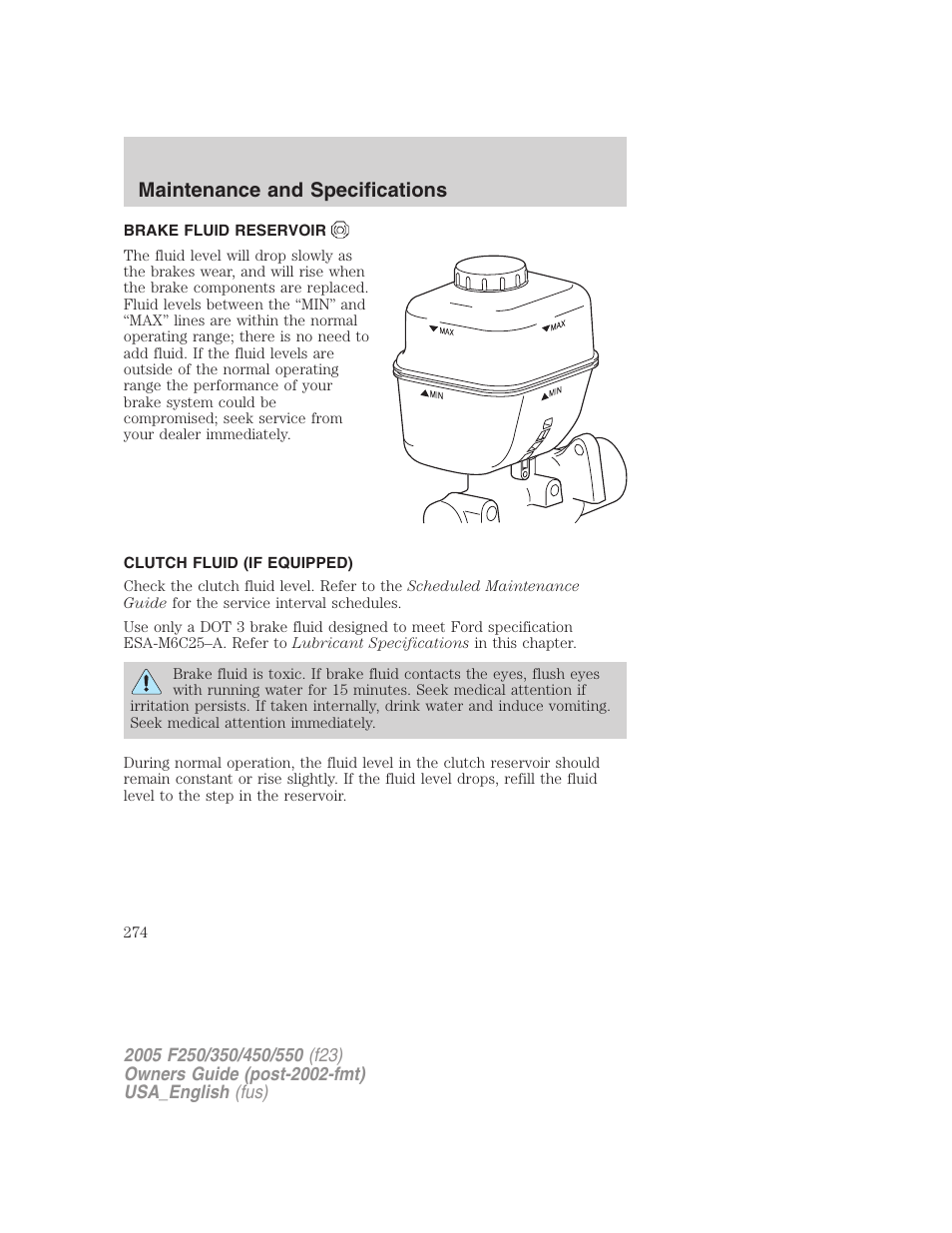 Maintenance and specifications | FORD 2005 F-550 v.2 User Manual | Page 274 / 312