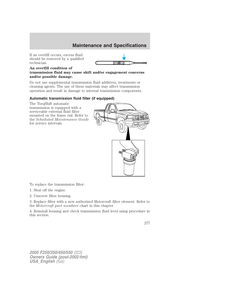 Maintenance and specifications | FORD 2005 F-550 v.2 User Manual | Page 277 / 312
