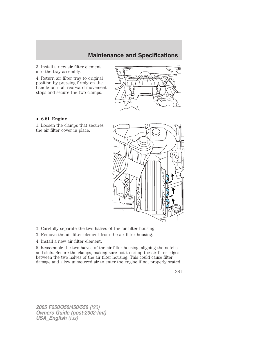 Maintenance and specifications | FORD 2005 F-550 v.2 User Manual | Page 281 / 312