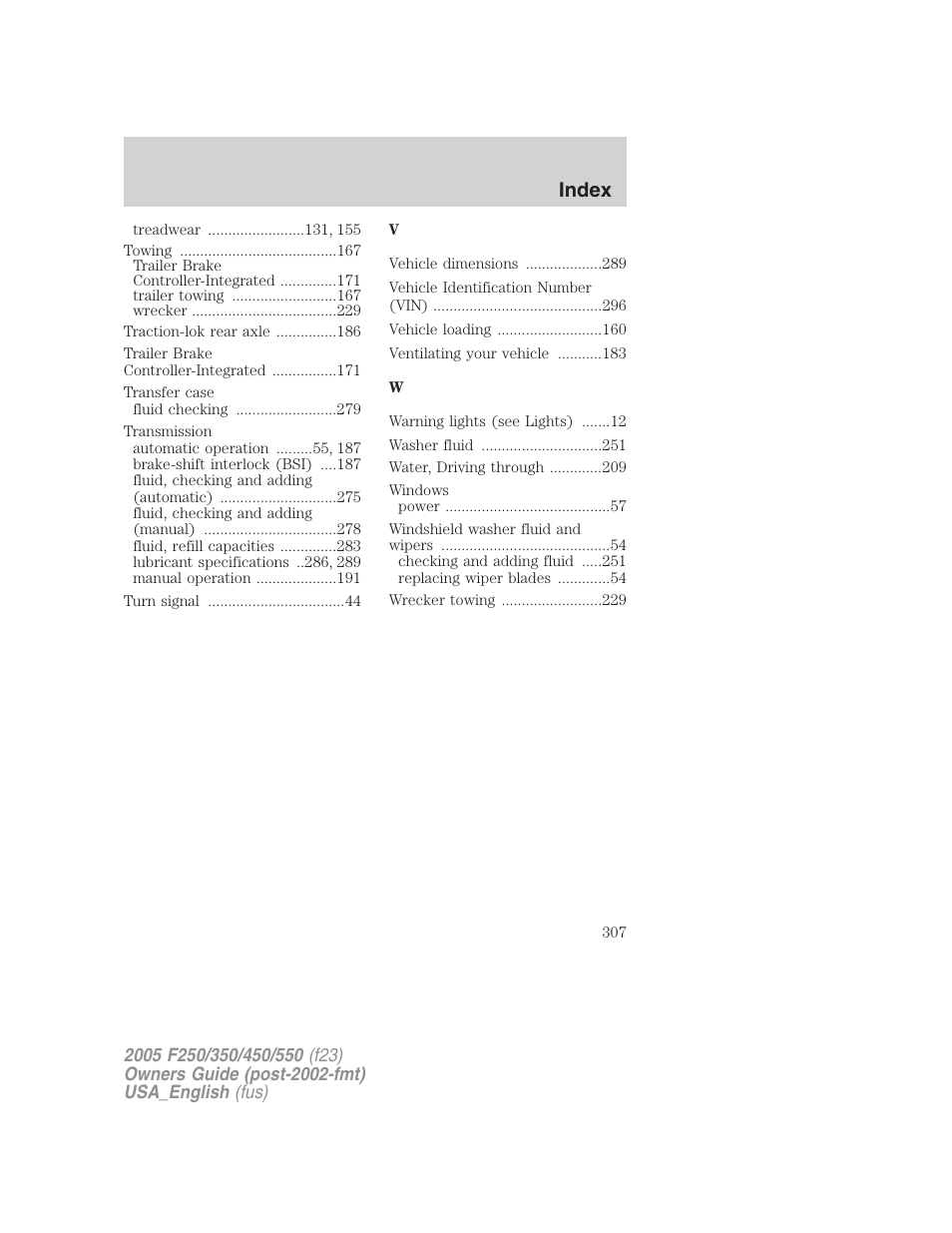 Index | FORD 2005 F-550 v.2 User Manual | Page 307 / 312