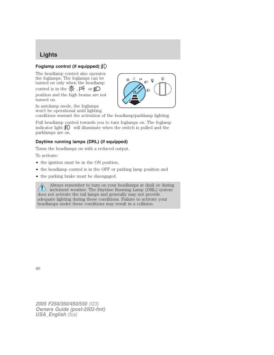 Lights | FORD 2005 F-550 v.2 User Manual | Page 40 / 312