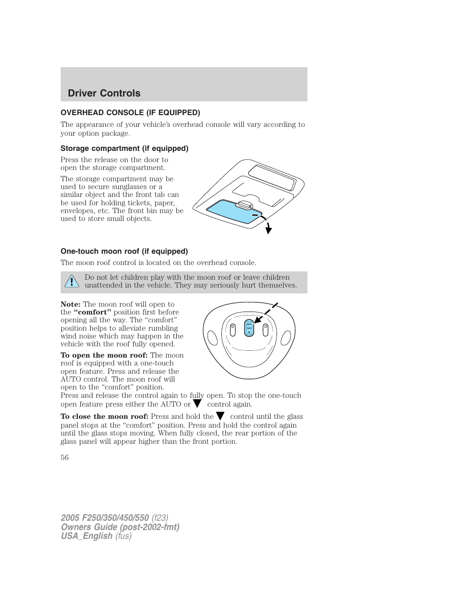 Driver controls | FORD 2005 F-550 v.2 User Manual | Page 56 / 312