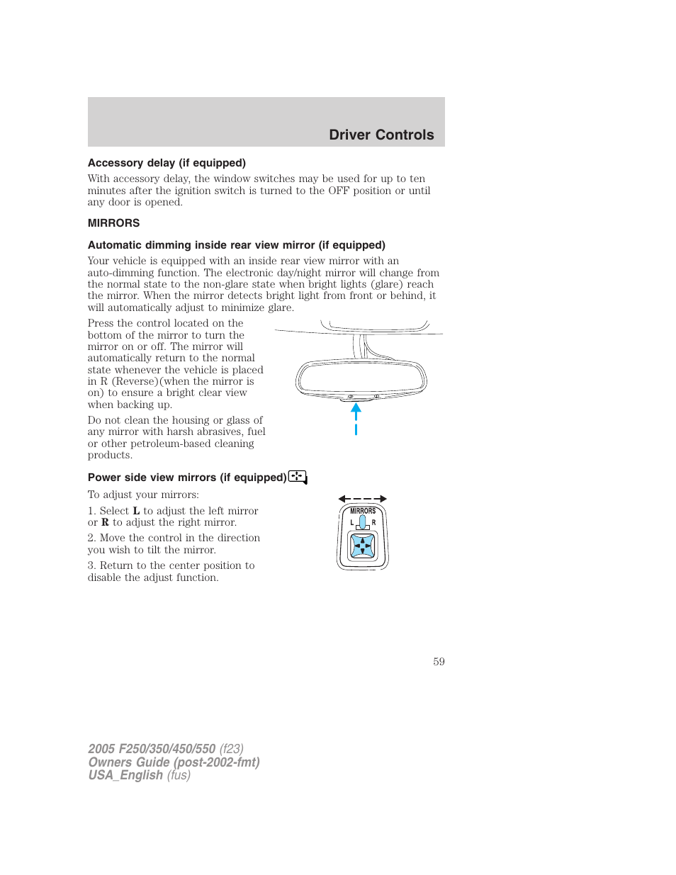 Driver controls | FORD 2005 F-550 v.2 User Manual | Page 59 / 312