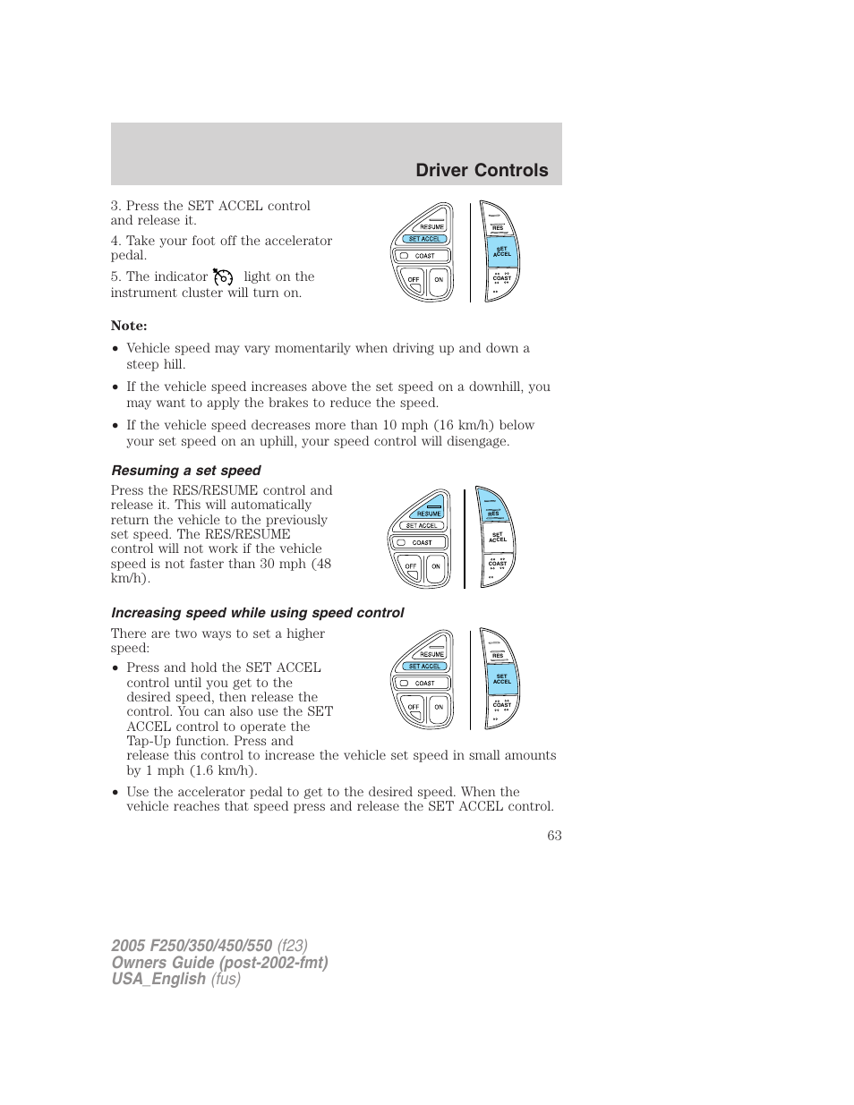 Driver controls | FORD 2005 F-550 v.2 User Manual | Page 63 / 312