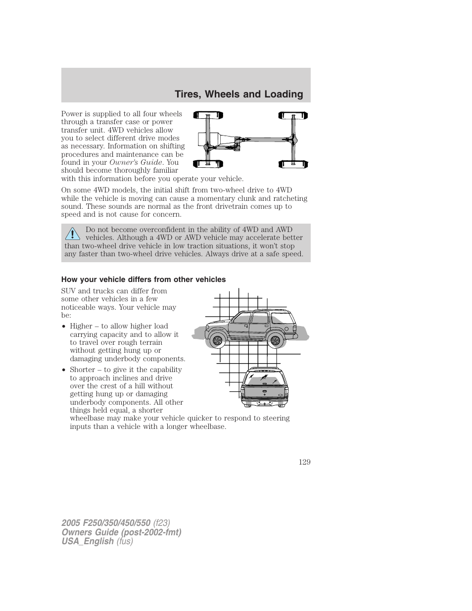 Tires, wheels and loading | FORD 2005 F-550 v.3 User Manual | Page 129 / 312