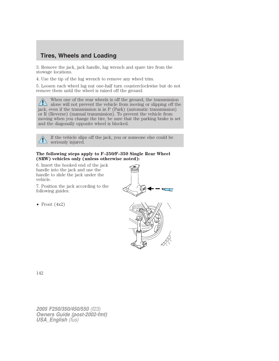 Tires, wheels and loading | FORD 2005 F-550 v.3 User Manual | Page 142 / 312