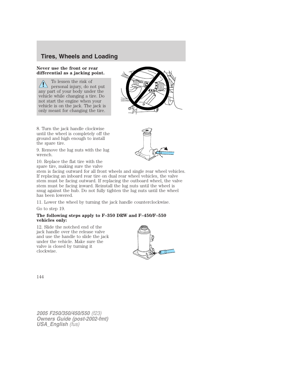 Tires, wheels and loading | FORD 2005 F-550 v.3 User Manual | Page 144 / 312