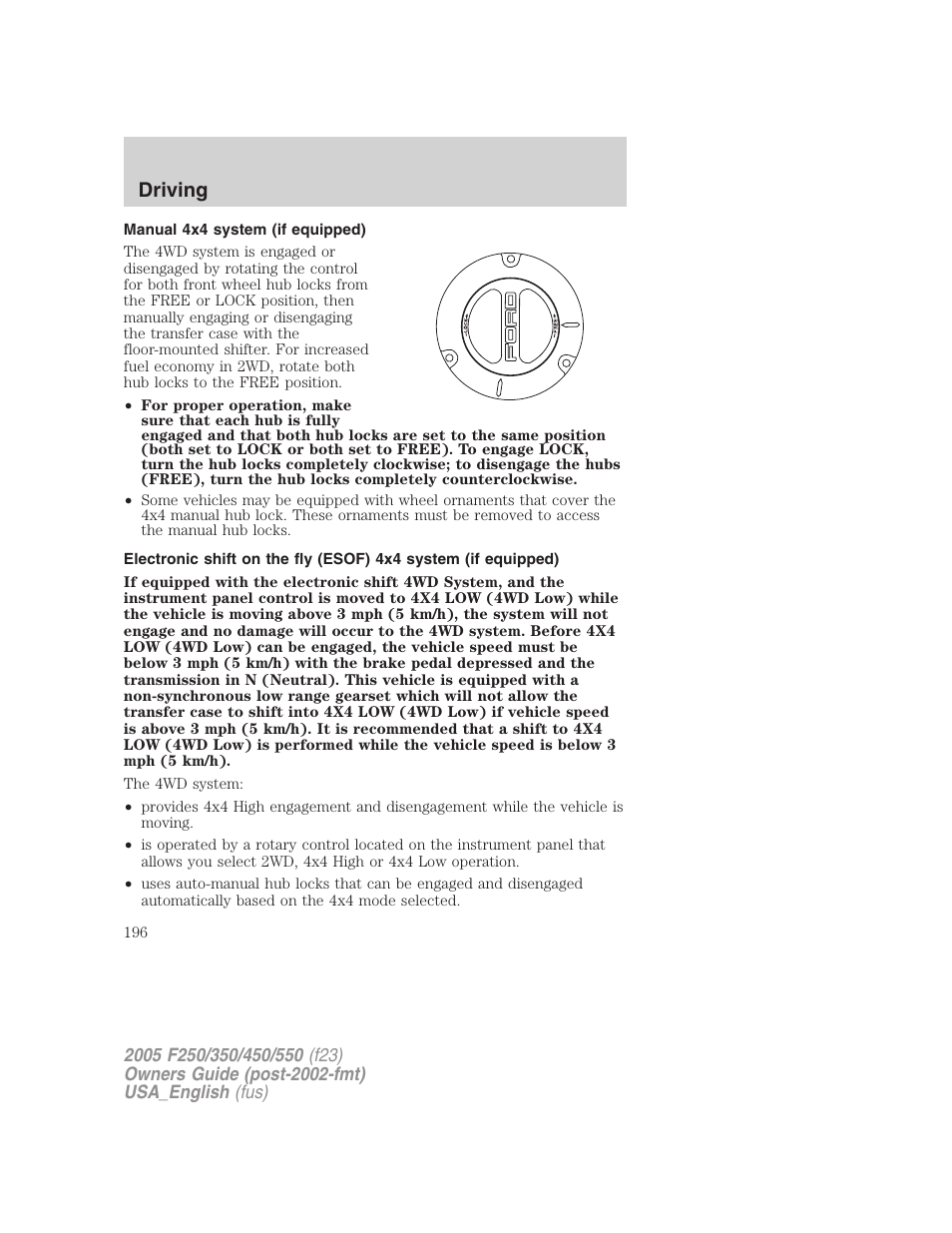 Driving | FORD 2005 F-550 v.3 User Manual | Page 196 / 312
