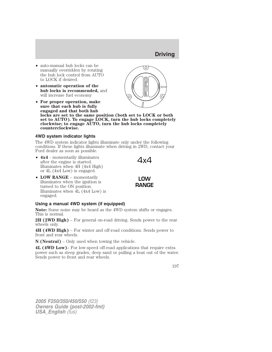 Driving | FORD 2005 F-550 v.3 User Manual | Page 197 / 312