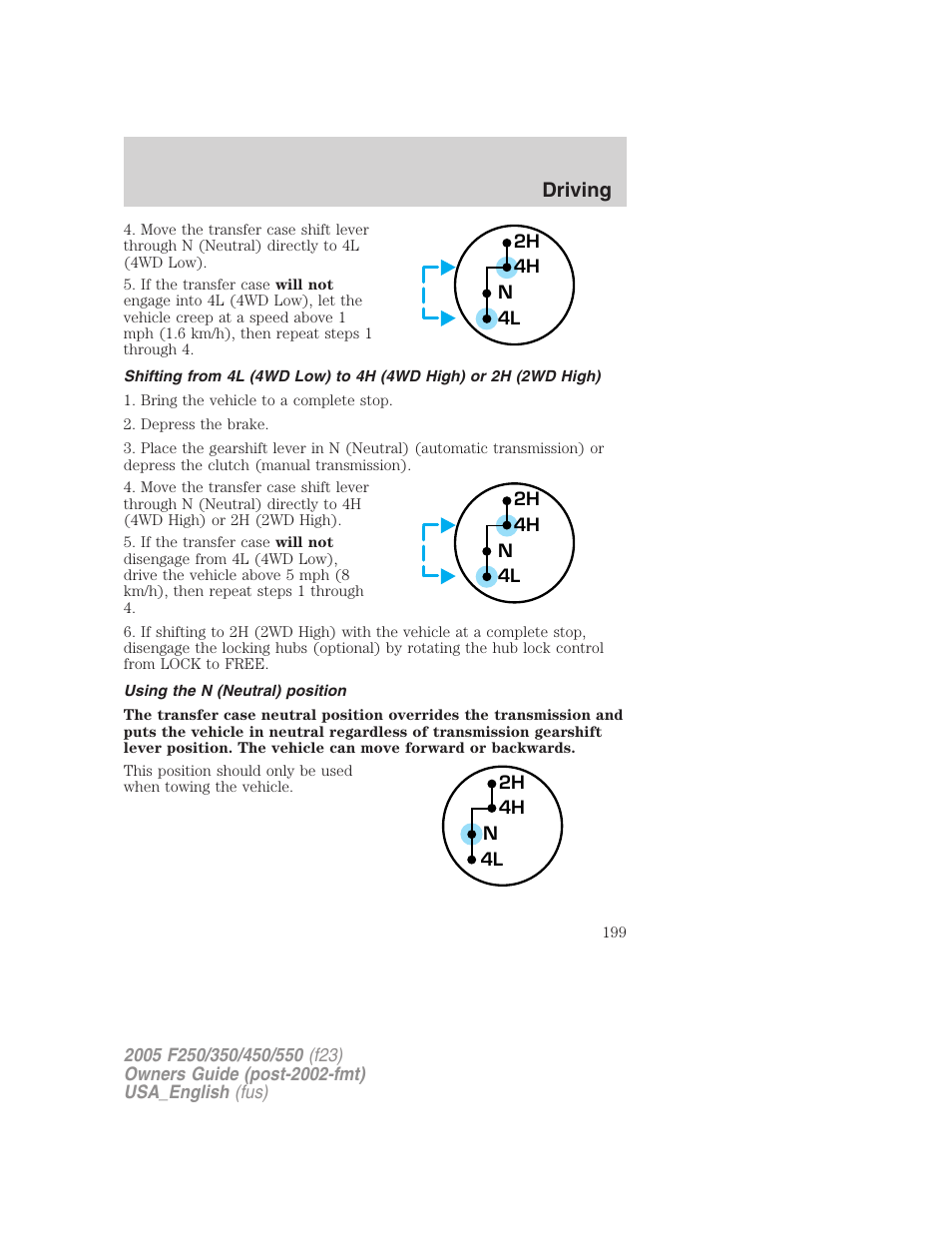 Driving | FORD 2005 F-550 v.3 User Manual | Page 199 / 312