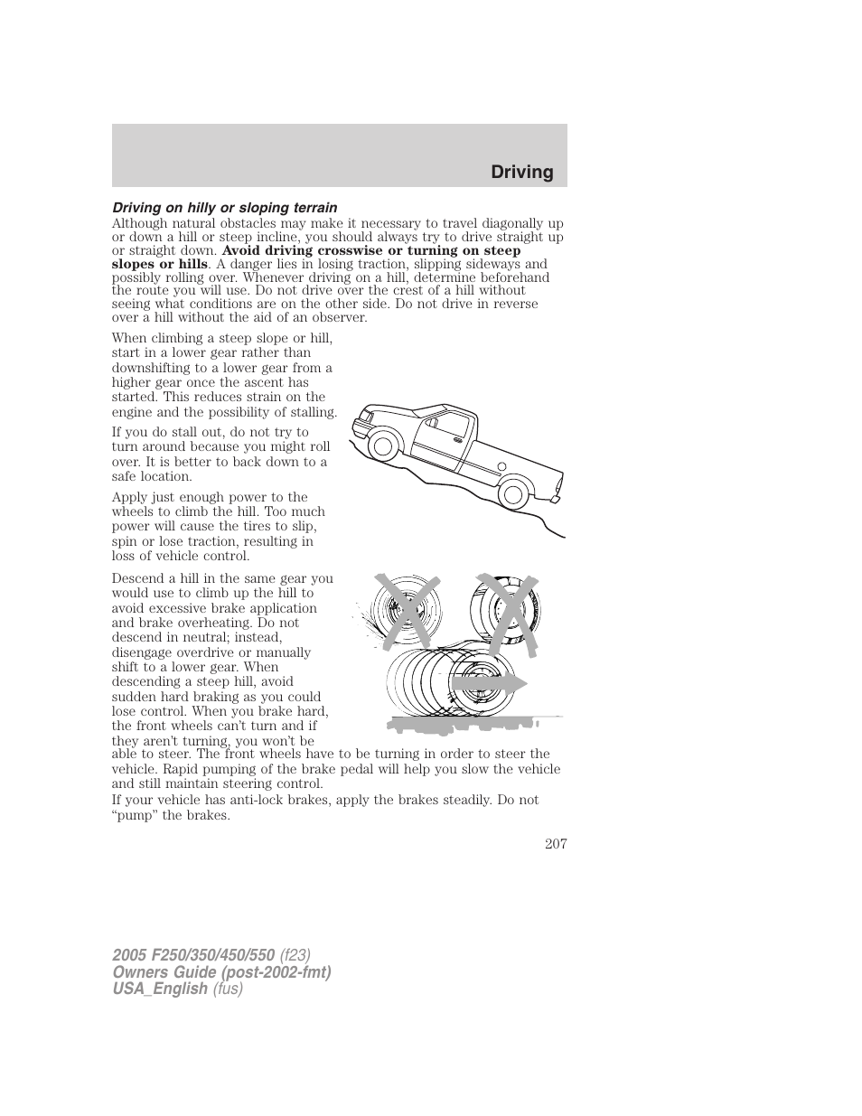 Driving | FORD 2005 F-550 v.3 User Manual | Page 207 / 312
