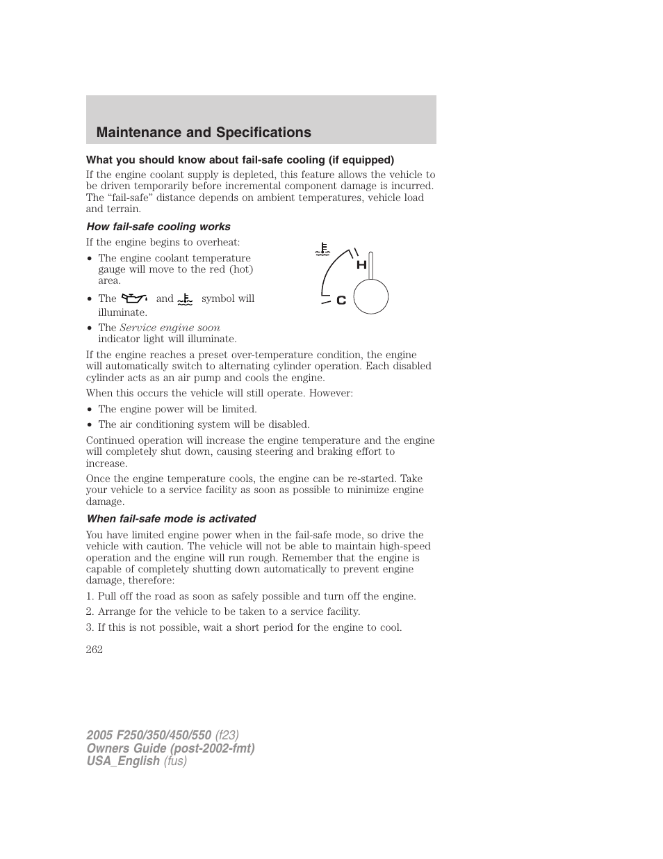 Maintenance and specifications | FORD 2005 F-550 v.3 User Manual | Page 262 / 312