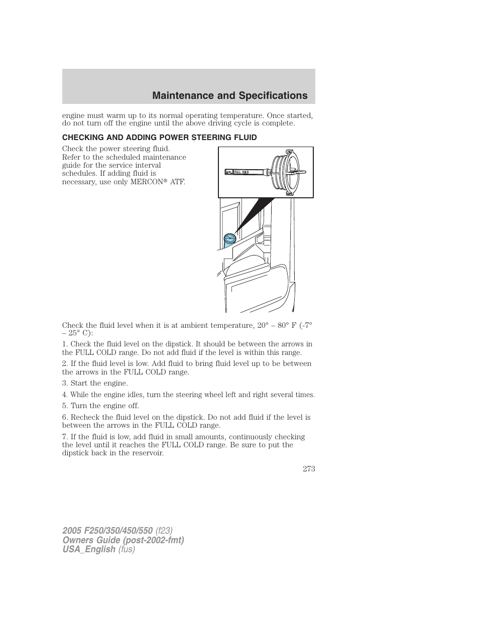 Maintenance and specifications | FORD 2005 F-550 v.3 User Manual | Page 273 / 312