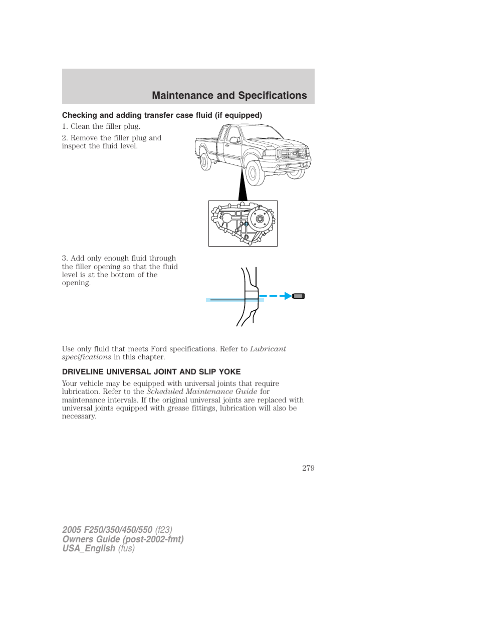Maintenance and specifications | FORD 2005 F-550 v.3 User Manual | Page 279 / 312