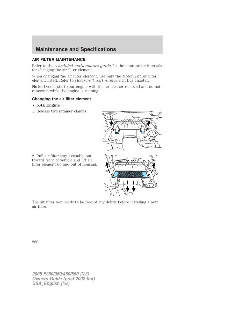 Maintenance and specifications | FORD 2005 F-550 v.3 User Manual | Page 280 / 312